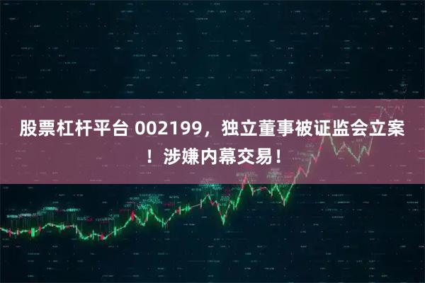 股票杠杆平台 002199，独立董事被证监会立案！涉嫌内幕交易！